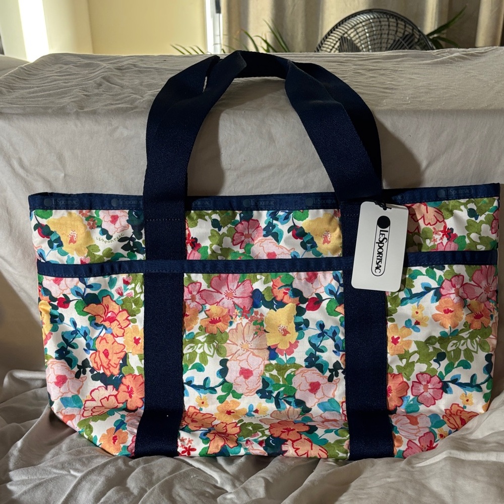 LeSportsac Navy and Floral Tote Bag - Picture 13 of 16